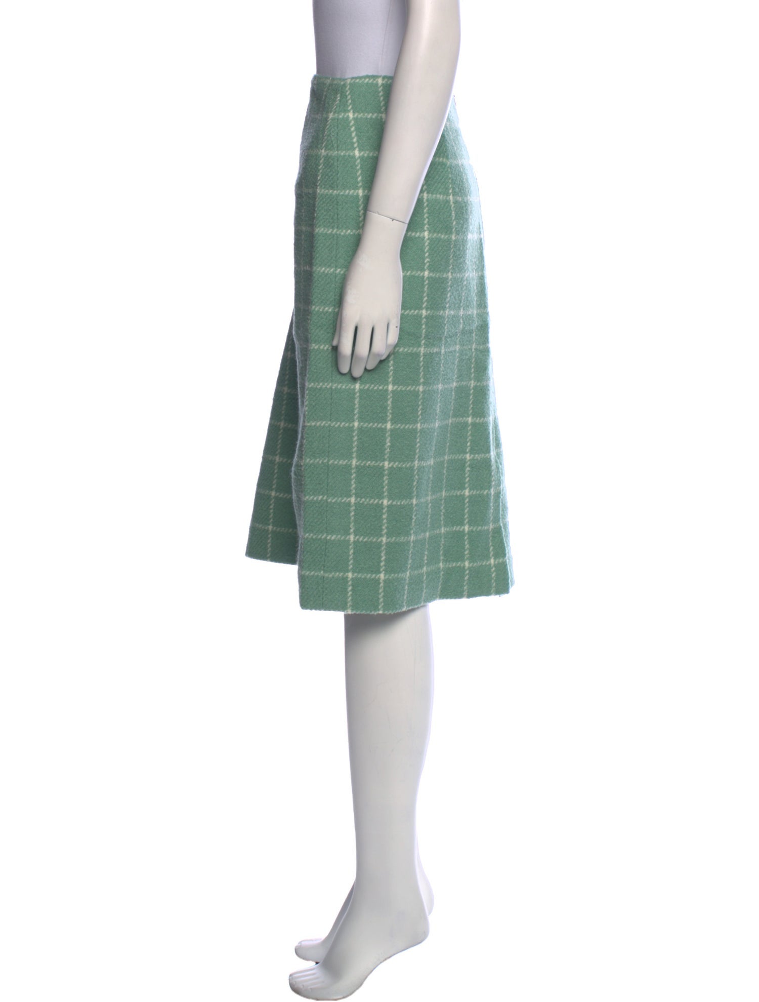 Oscar de la Renta Plaid Print Knee-Length Skirt