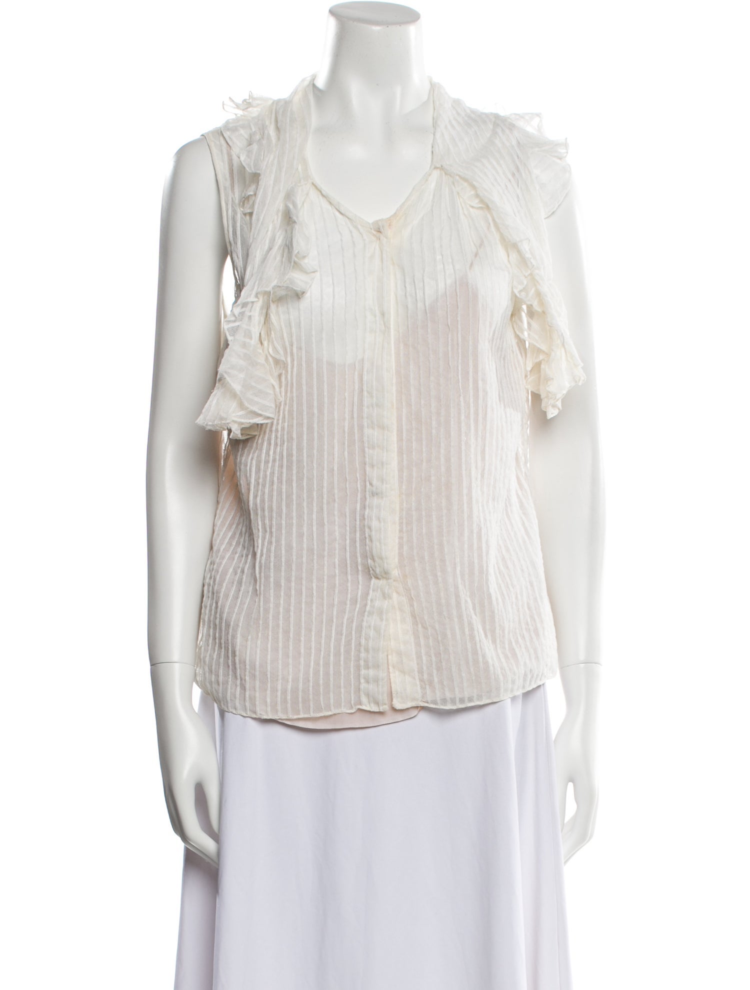 Oscar de la Renta V-Neck Sleeveless Top