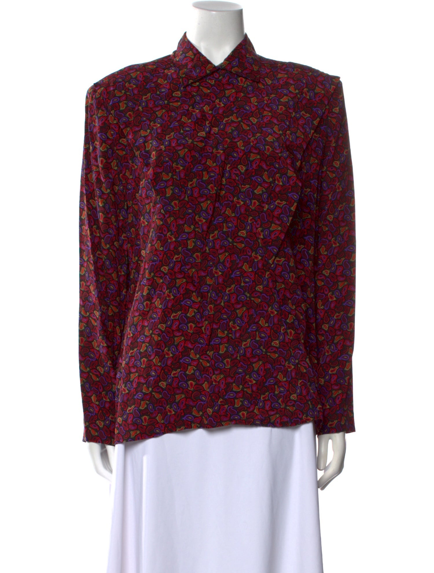 Oscar de la Renta Silk Paisley Print Blouse