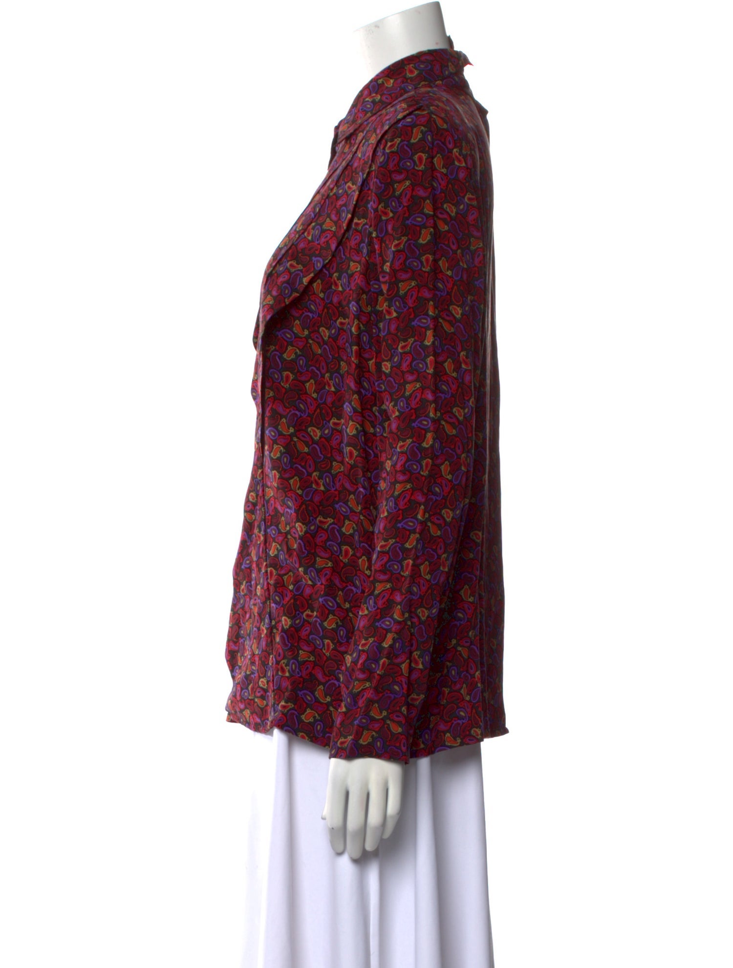 Oscar de la Renta Silk Paisley Print Blouse