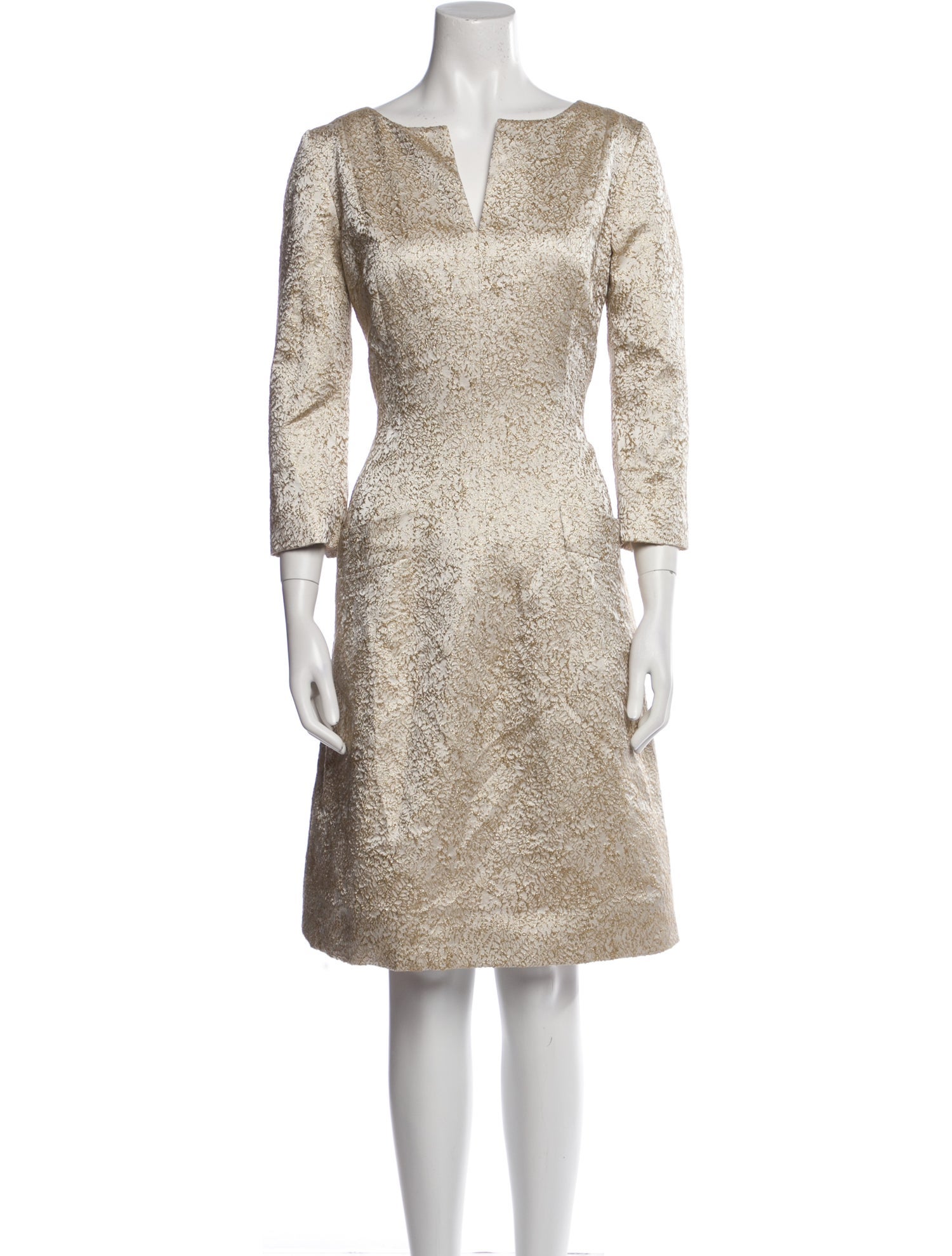 Oscar de la Renta V-Neck Knee-Length Dress