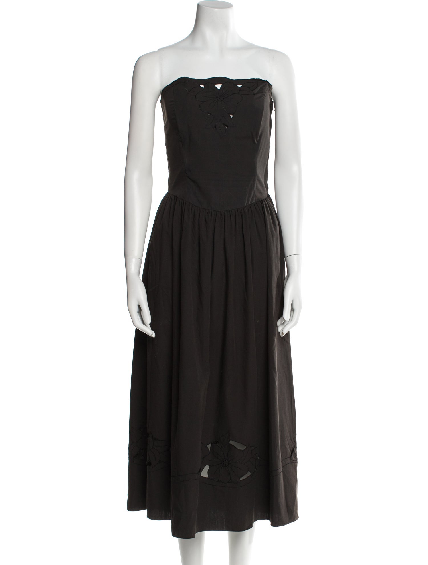 Oscar de la Renta Strapless Midi Length Dress