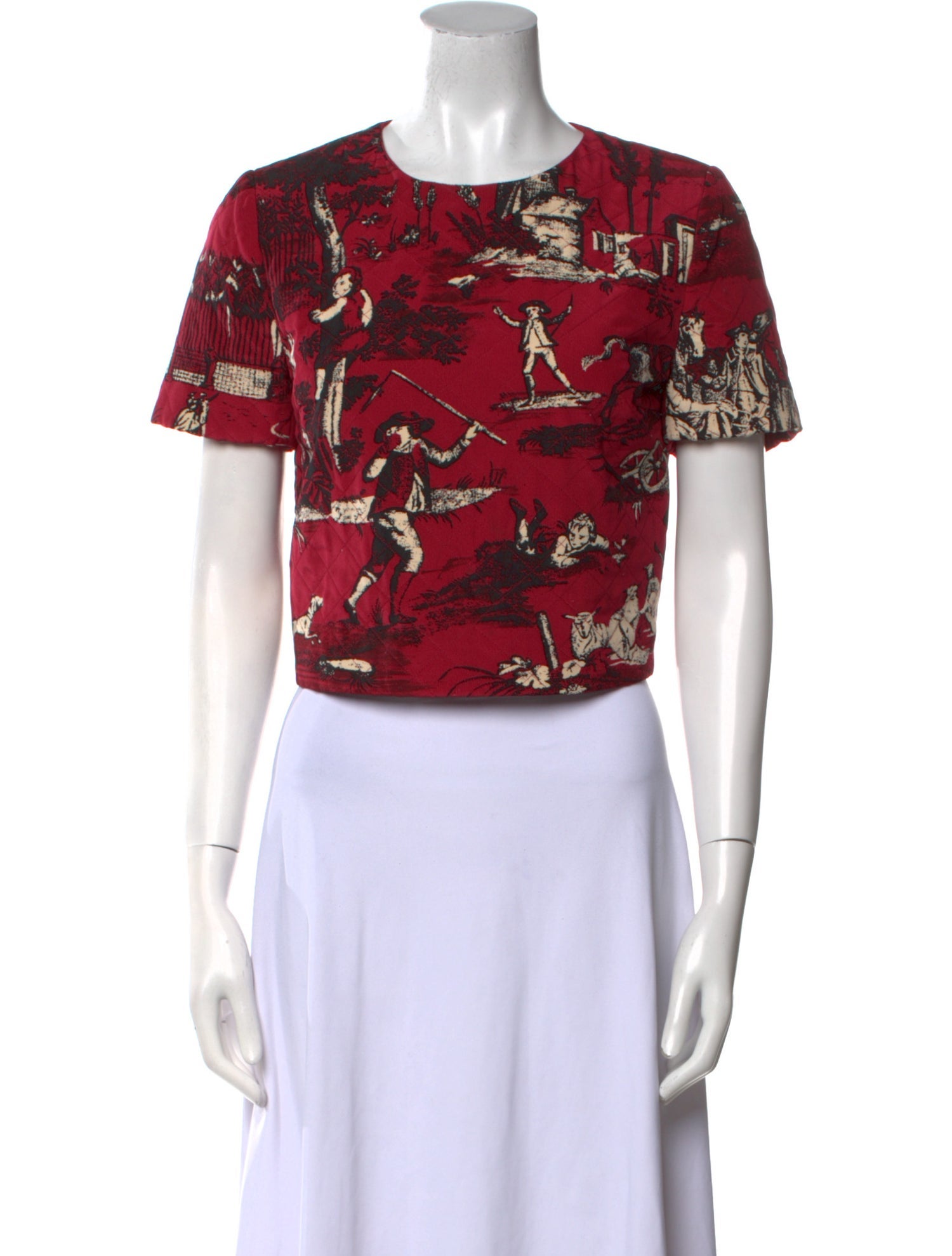 Oscar de la Renta Silk Floral Print Crop Top