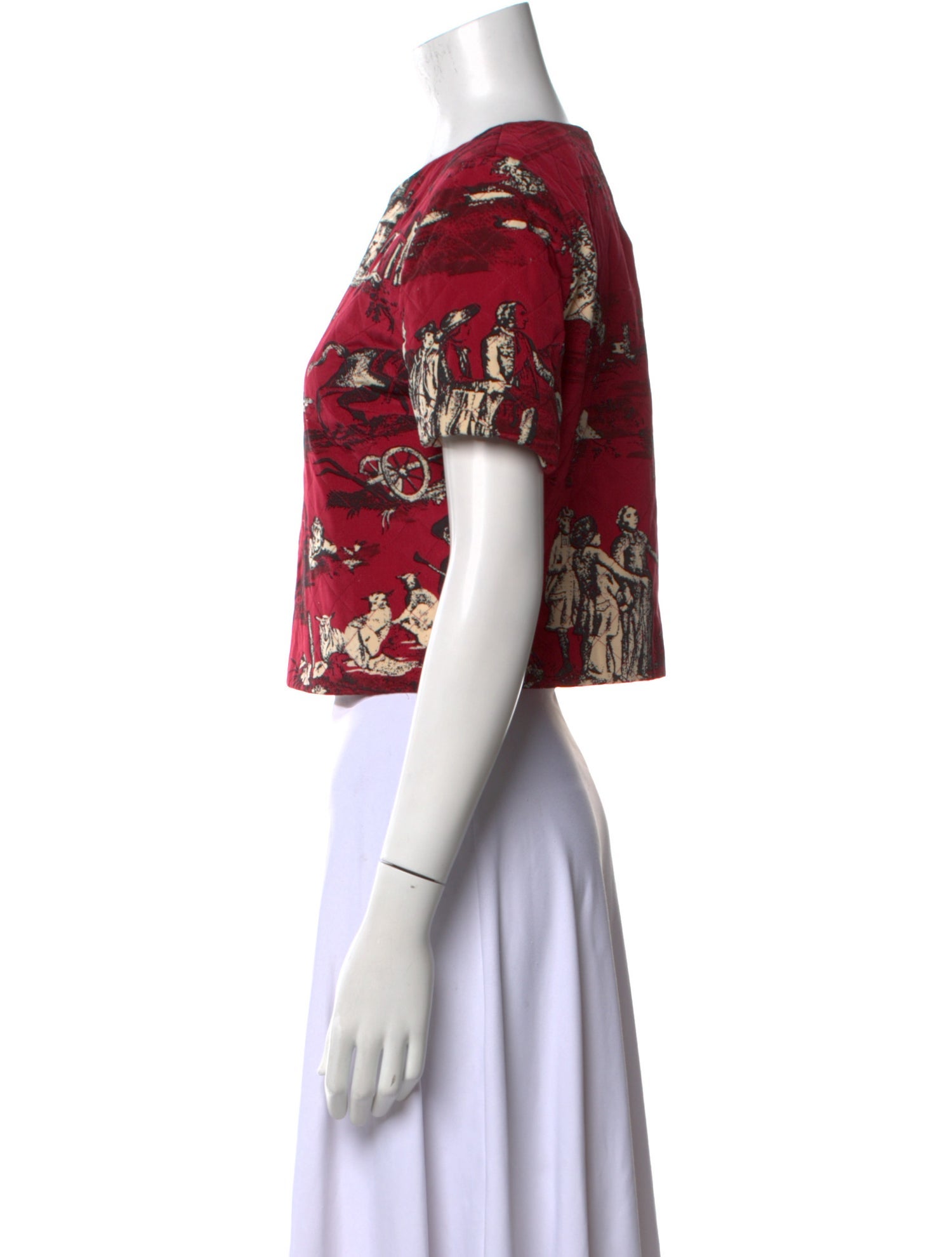 Oscar de la Renta Silk Floral Print Crop Top