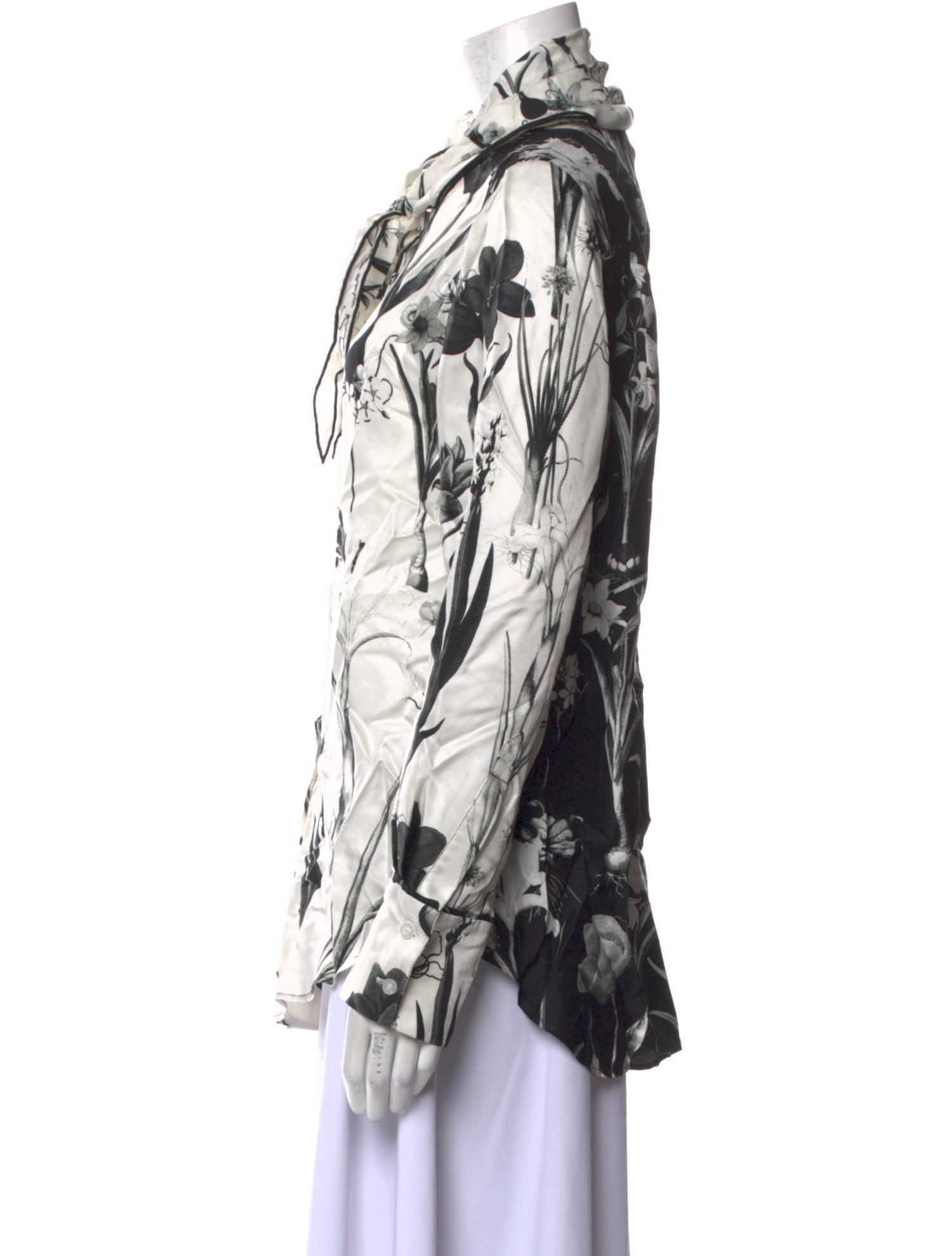 Oscar de la Renta Silk Printed Button-Up Top