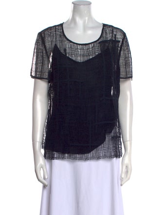 Oscar de la Renta Silk Scoop Neck Blouse