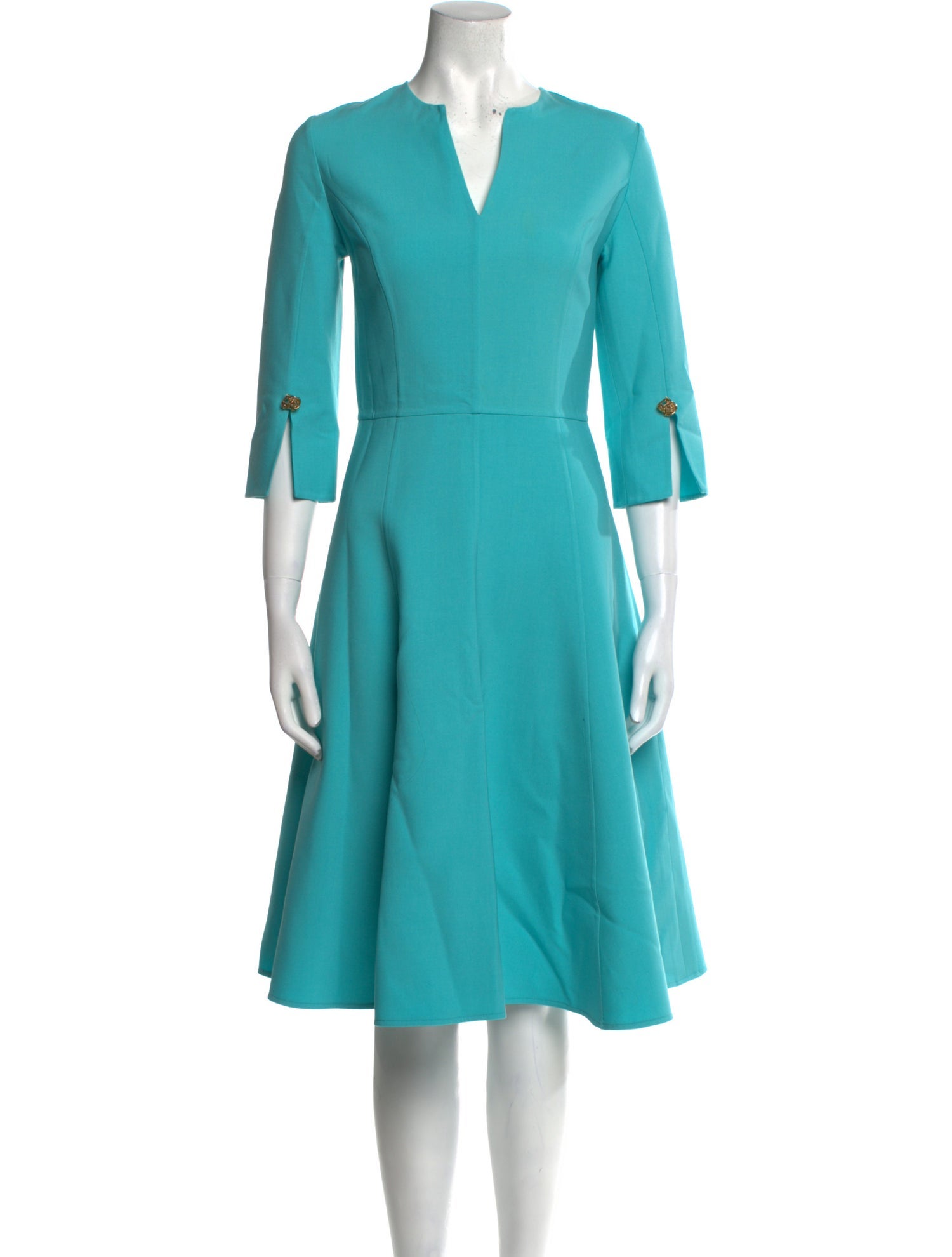 Oscar de la Renta Virgin Wool Midi Length Dress