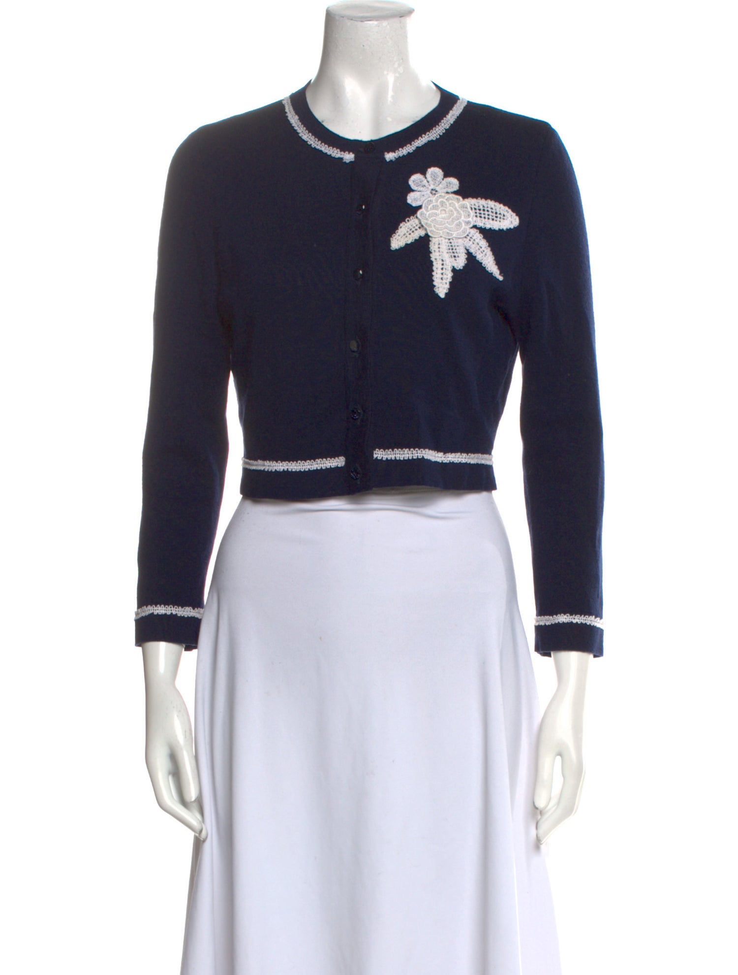 Oscar de la Renta Wool Graphic Print Sweater