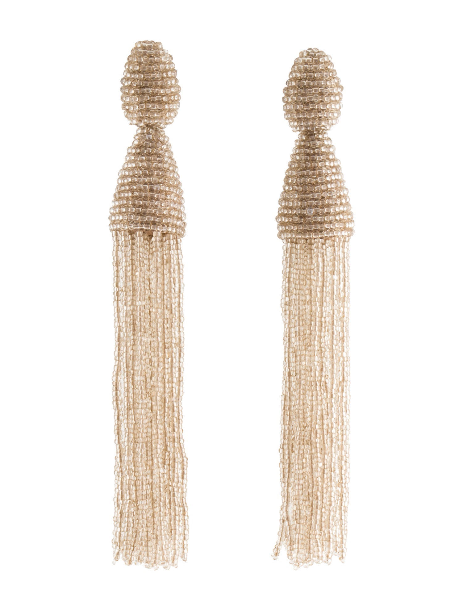 Oscar de la Renta Bead & Tassel Clip-On Earrings