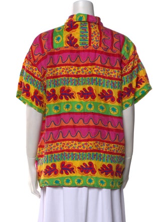 Oscar de la Renta Silk Printed Button-Up Top