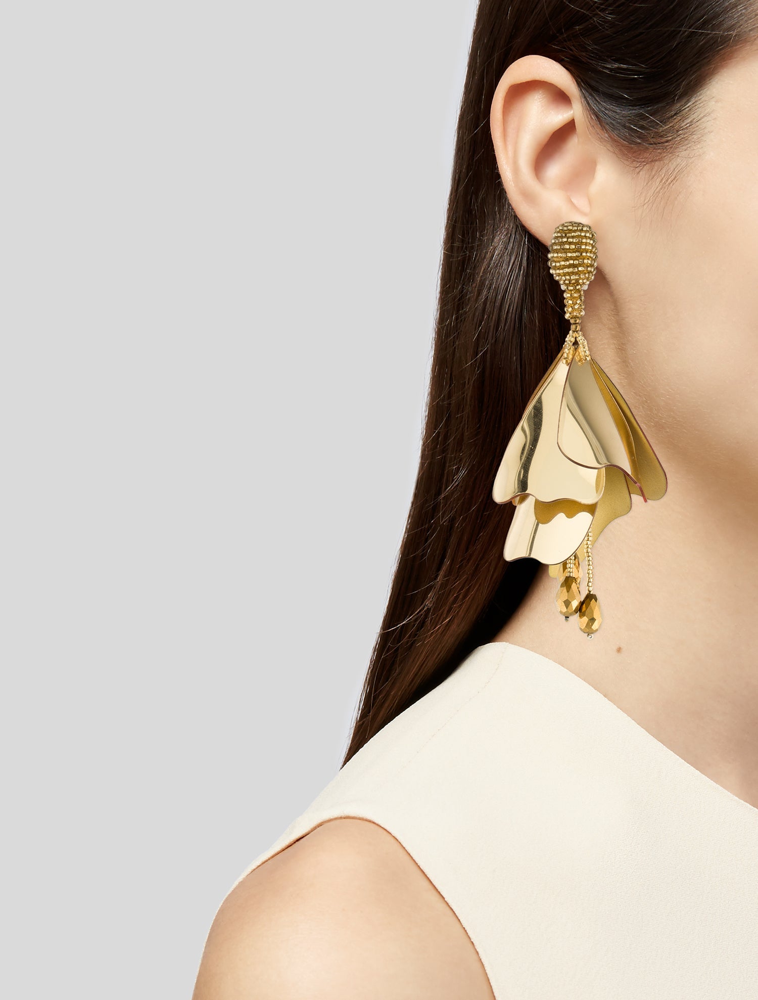 Oscar de la Renta Bead & Mirror Chandelier Earrings