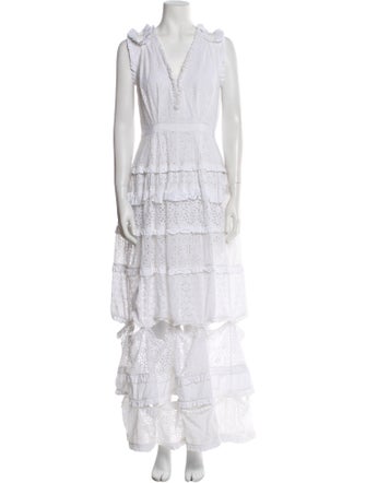 Oscar de la Renta V-Neck Long Dress