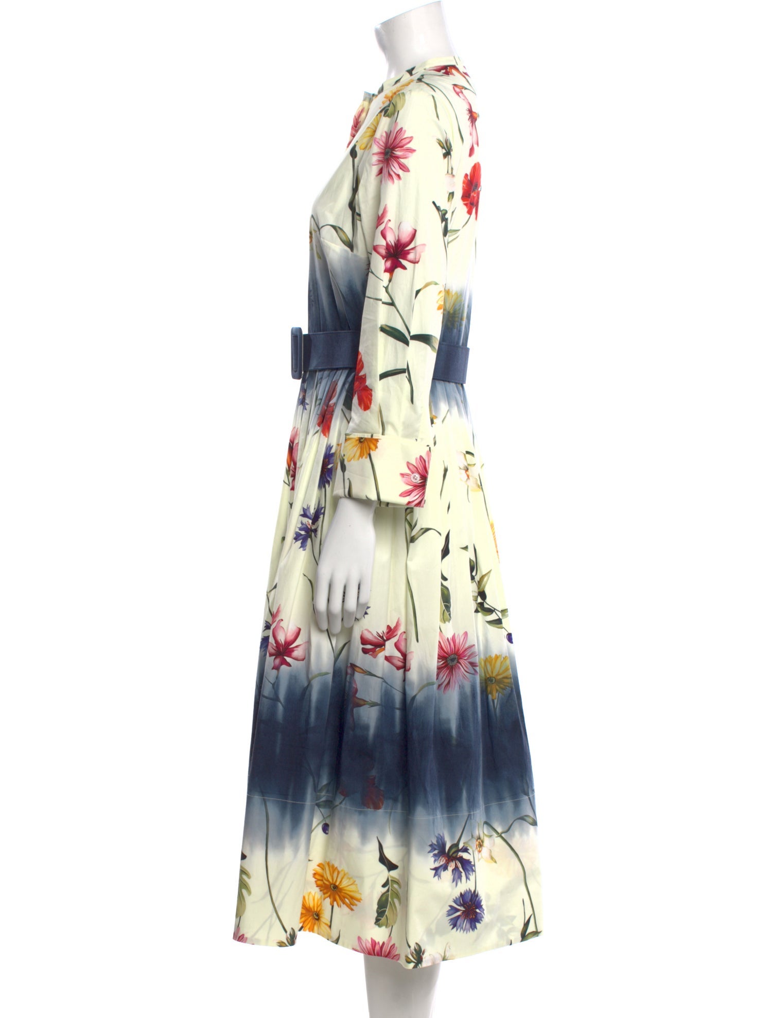 Oscar de la Renta Floral Print Midi Length Dress