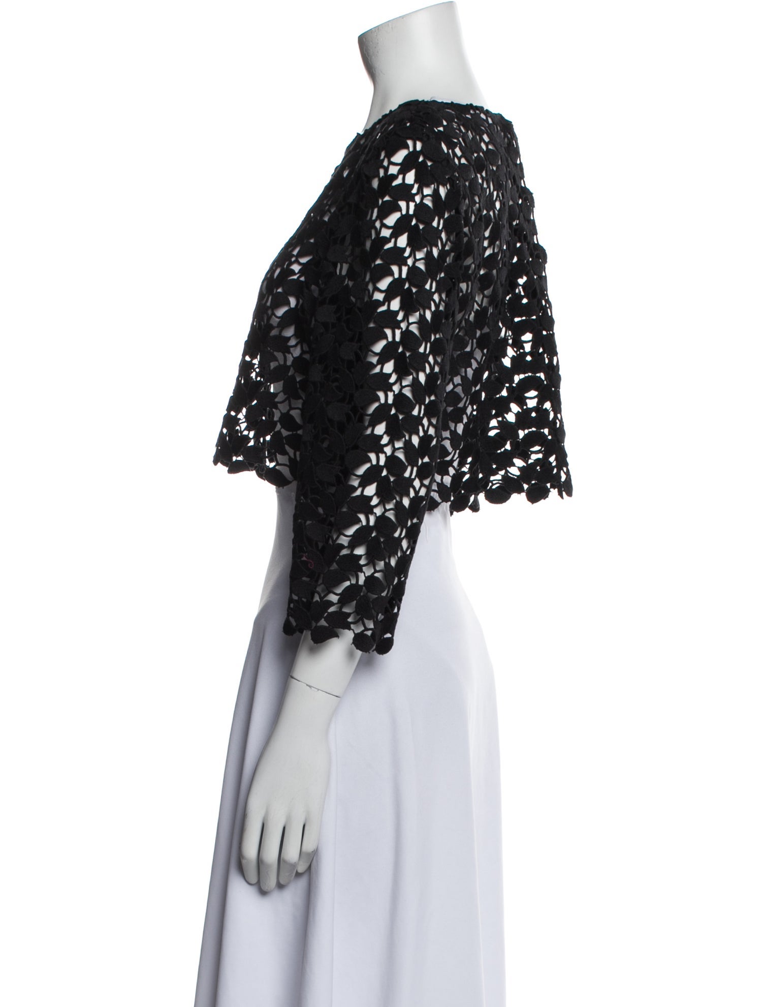 Oscar de la Renta Lace Pattern Scoop Neck Crop Top w/ Tags