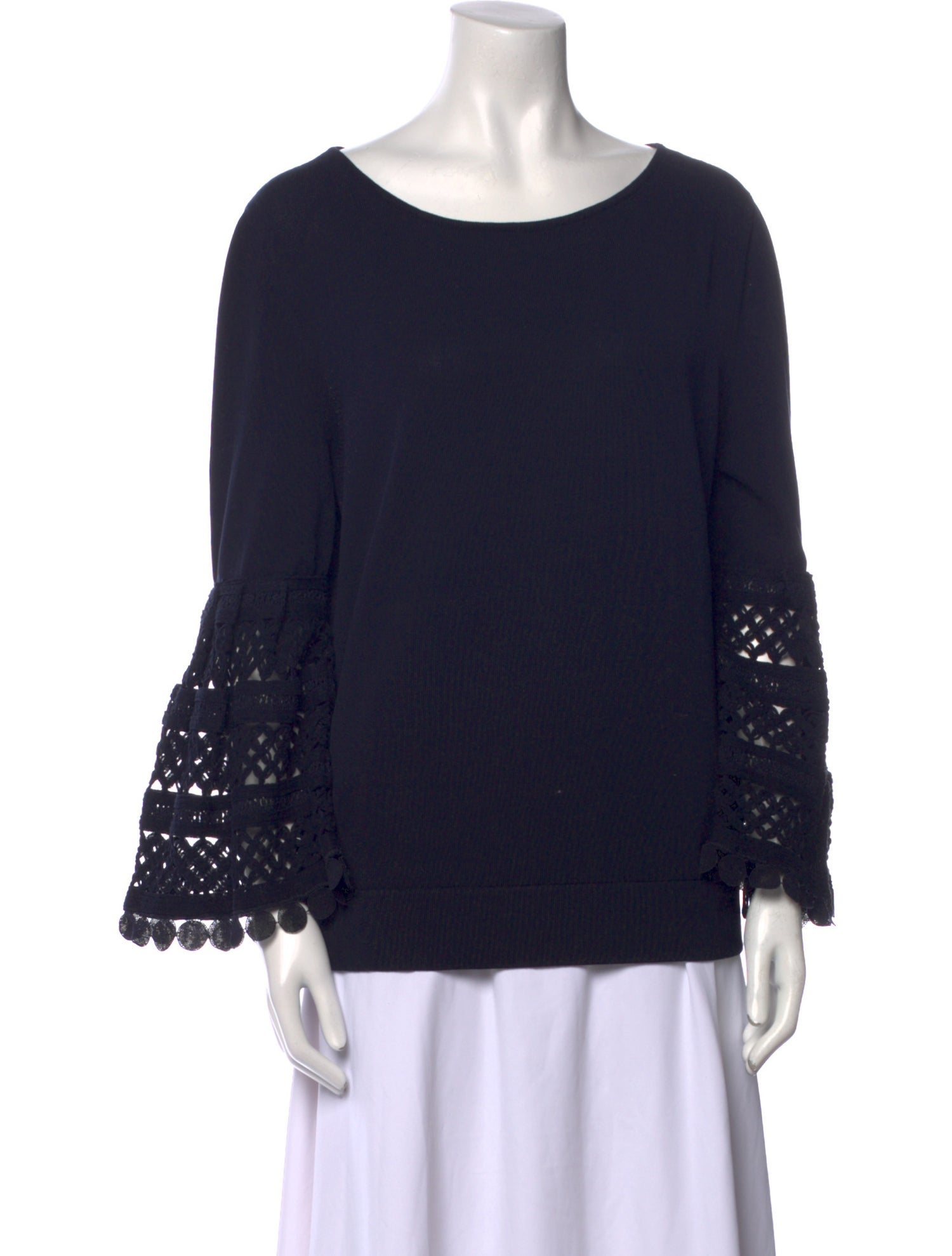 Oscar de la Renta Bateau Neckline Long Sleeve Sweatshirt