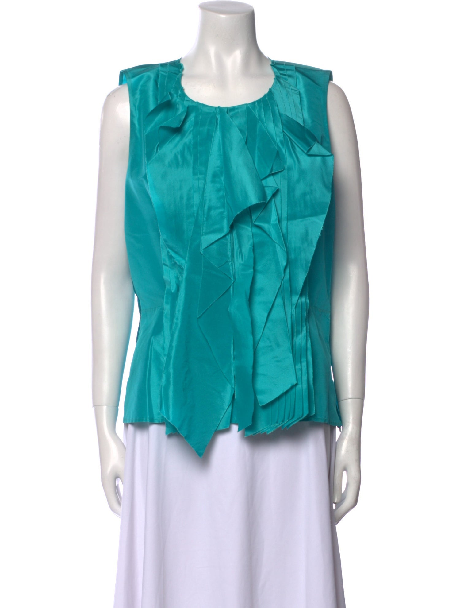 Oscar de la Renta Silk Scoop Neck Blouse