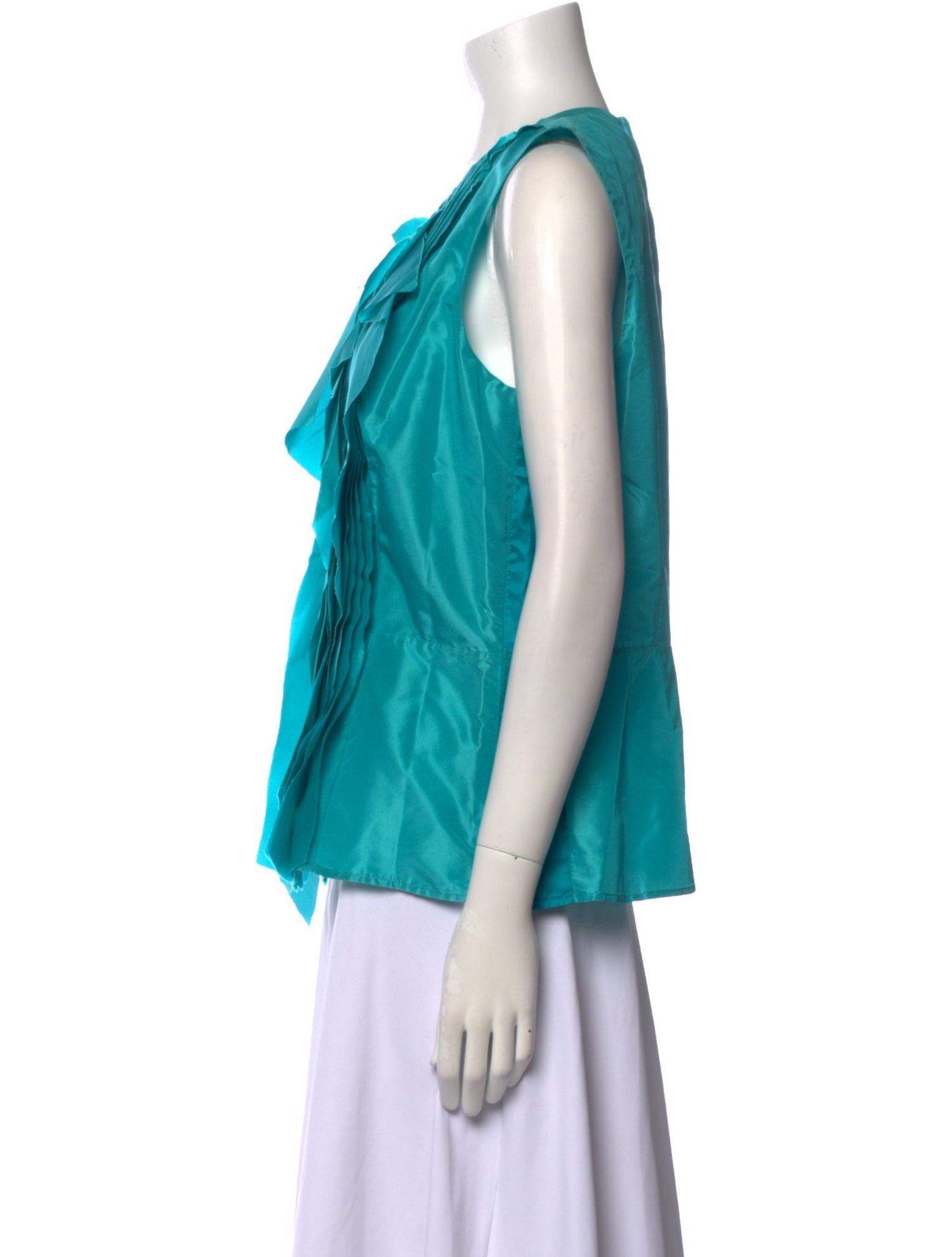 Oscar de la Renta Silk Scoop Neck Blouse