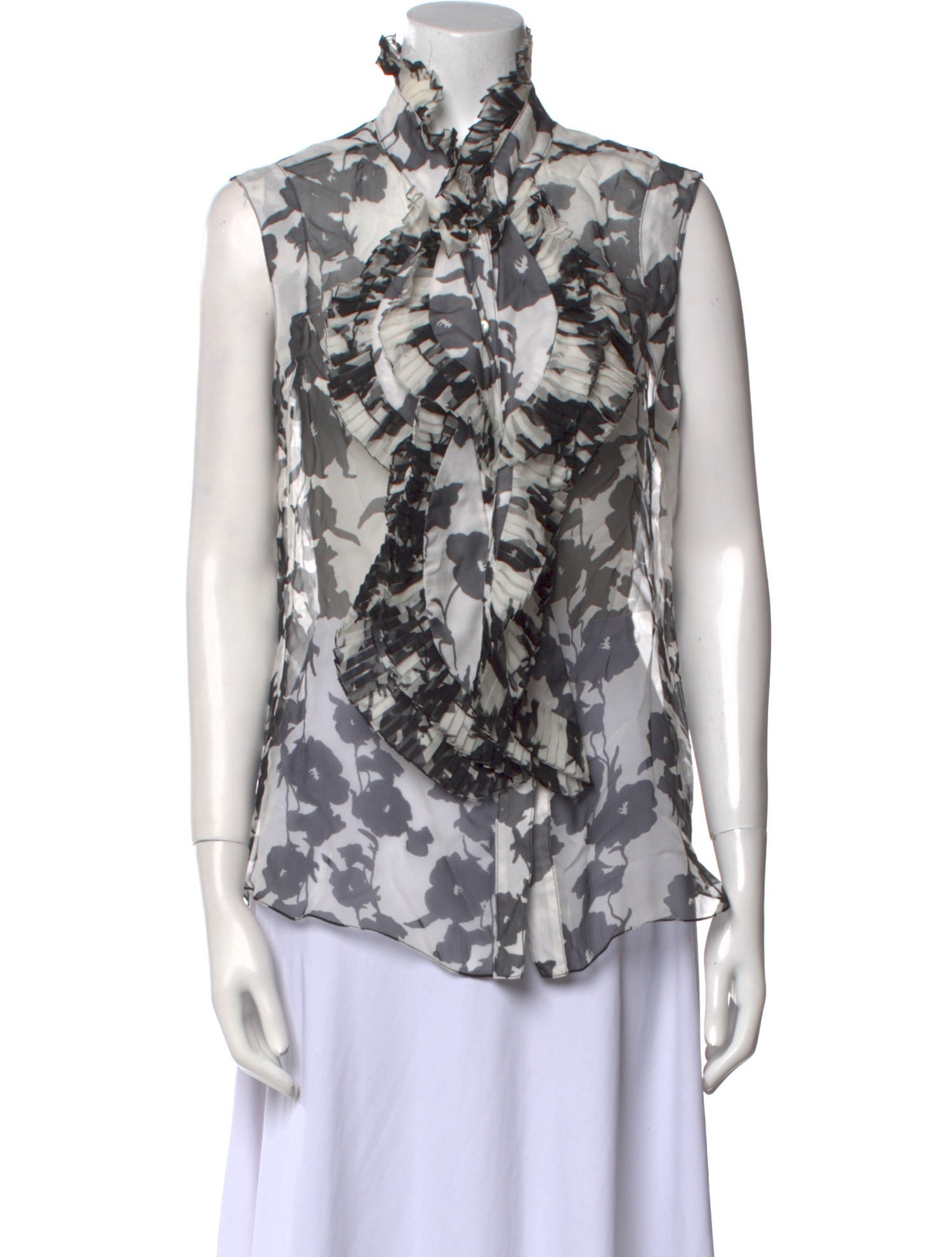 Oscar de la Renta Silk Floral Print Blouse