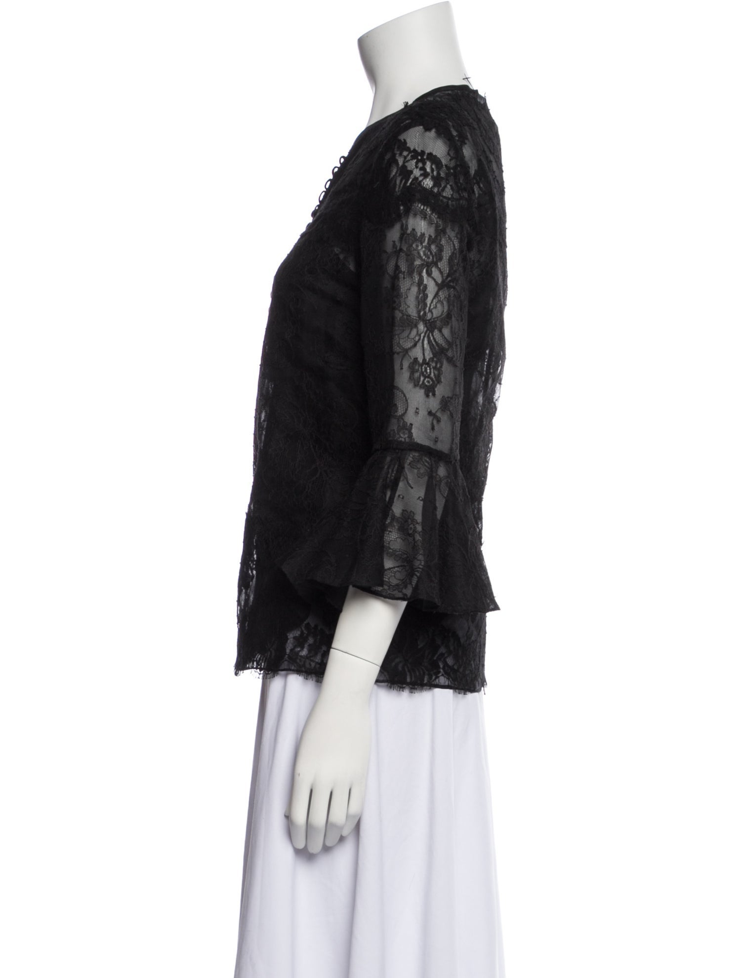 Oscar de la Renta Silk Lace Pattern Top