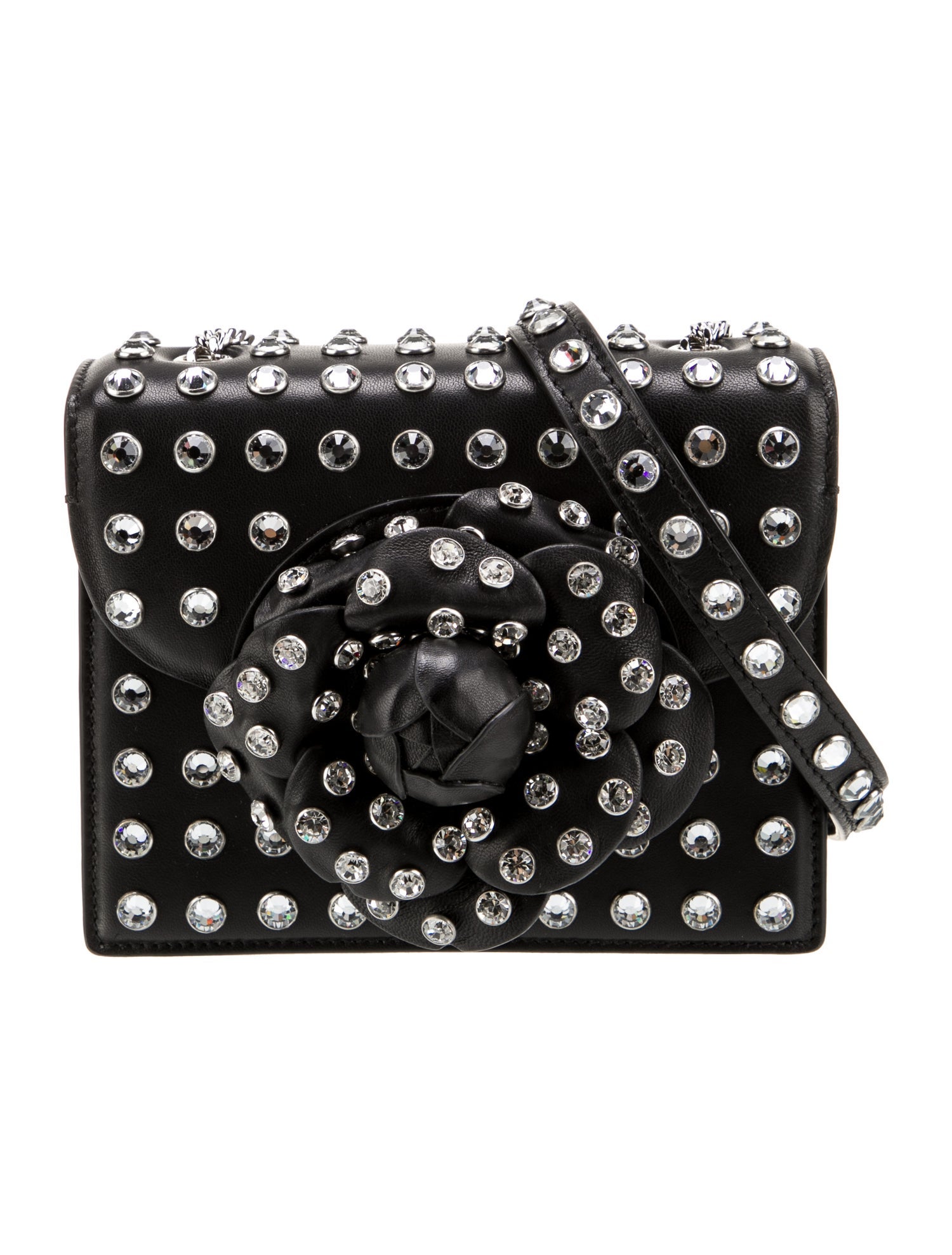 Oscar de la Renta Leather Mini Crystal Stud TRO