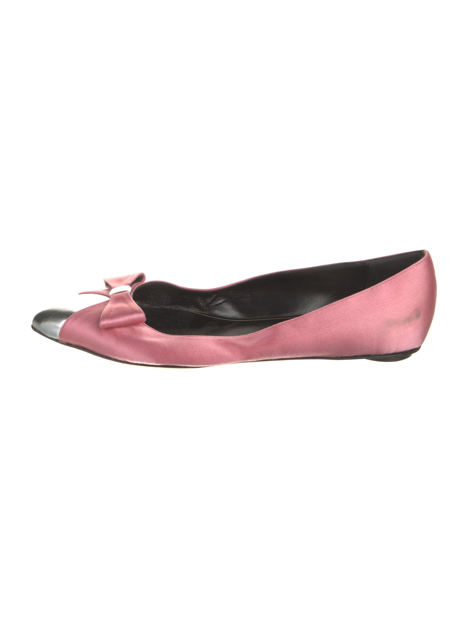 Oscar de la Renta Satin Bow Accents Ballet Flats