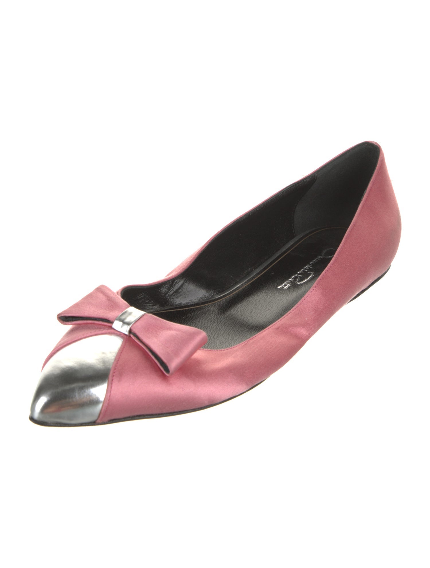 Oscar de la Renta Satin Bow Accents Ballet Flats