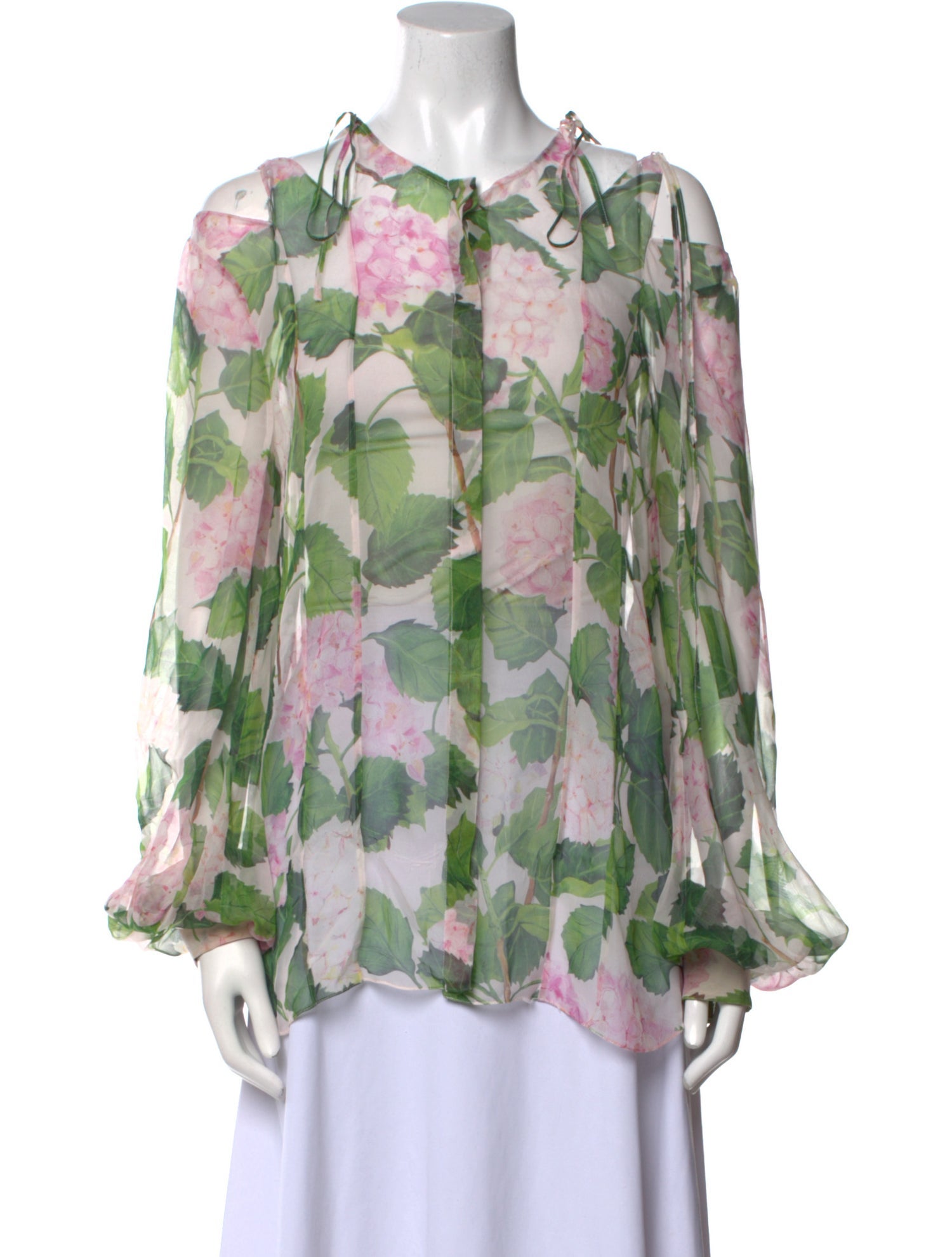 Oscar de la Renta Silk Floral Print Blouse