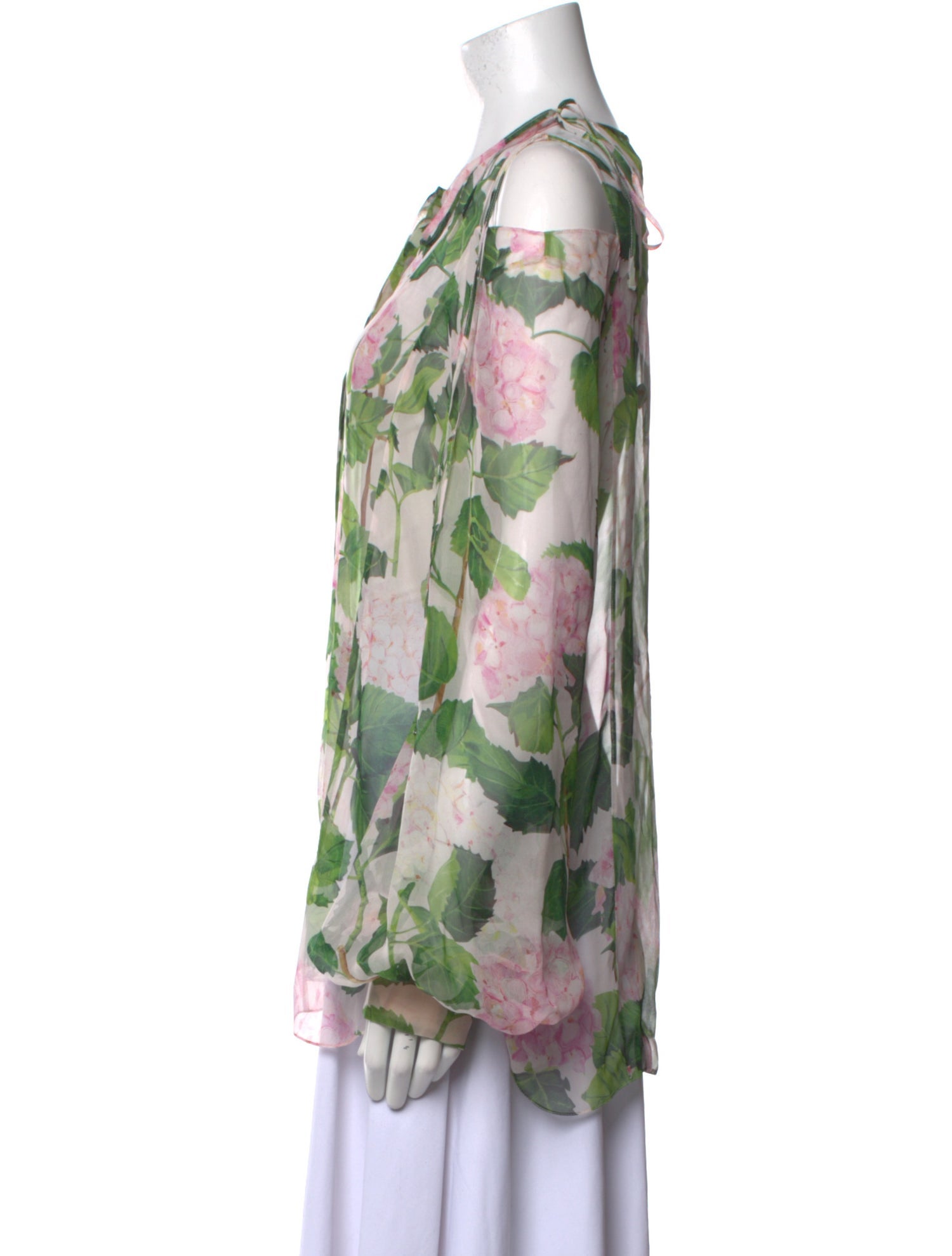 Oscar de la Renta Silk Floral Print Blouse