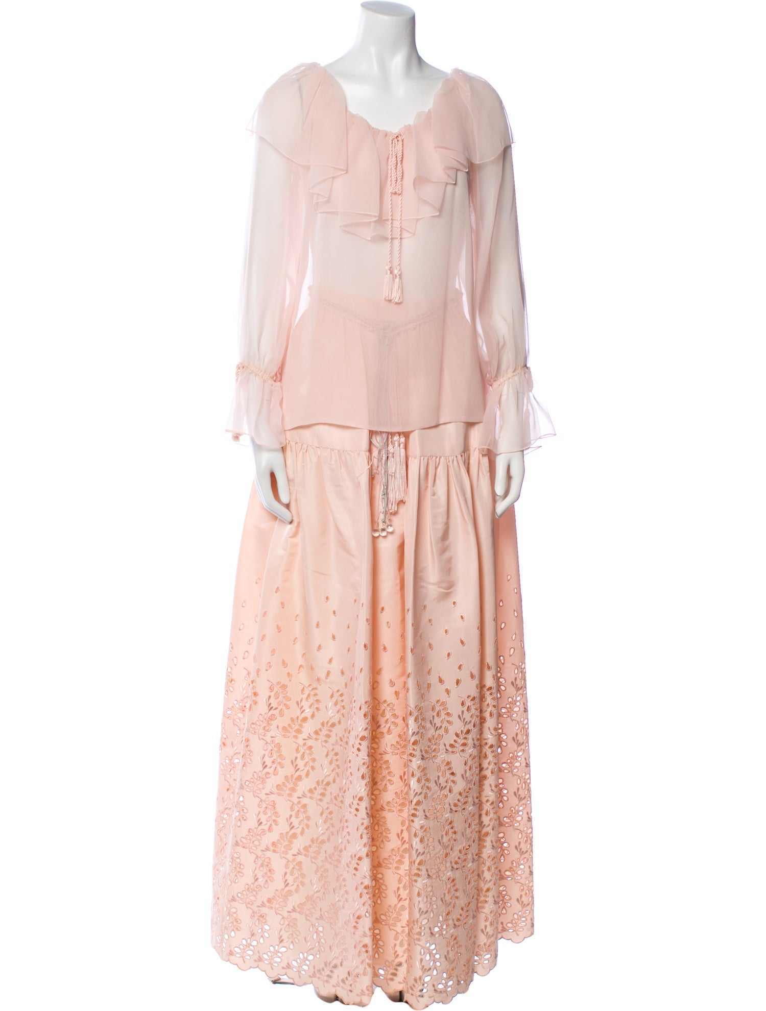 Oscar de la Renta Vintage Tassel Accents Skirt Set