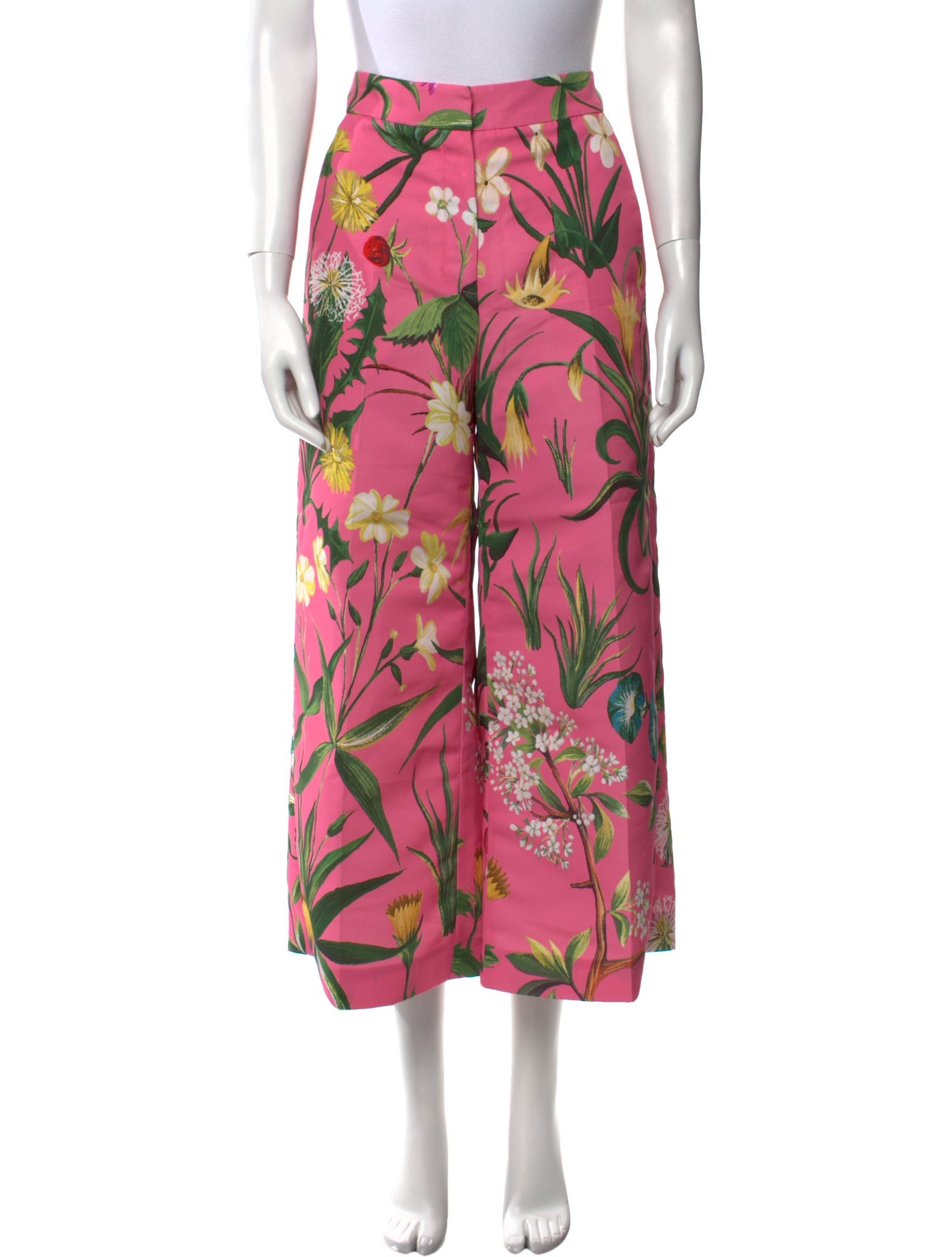 Oscar de la Renta Floral Print Wide Leg Pants