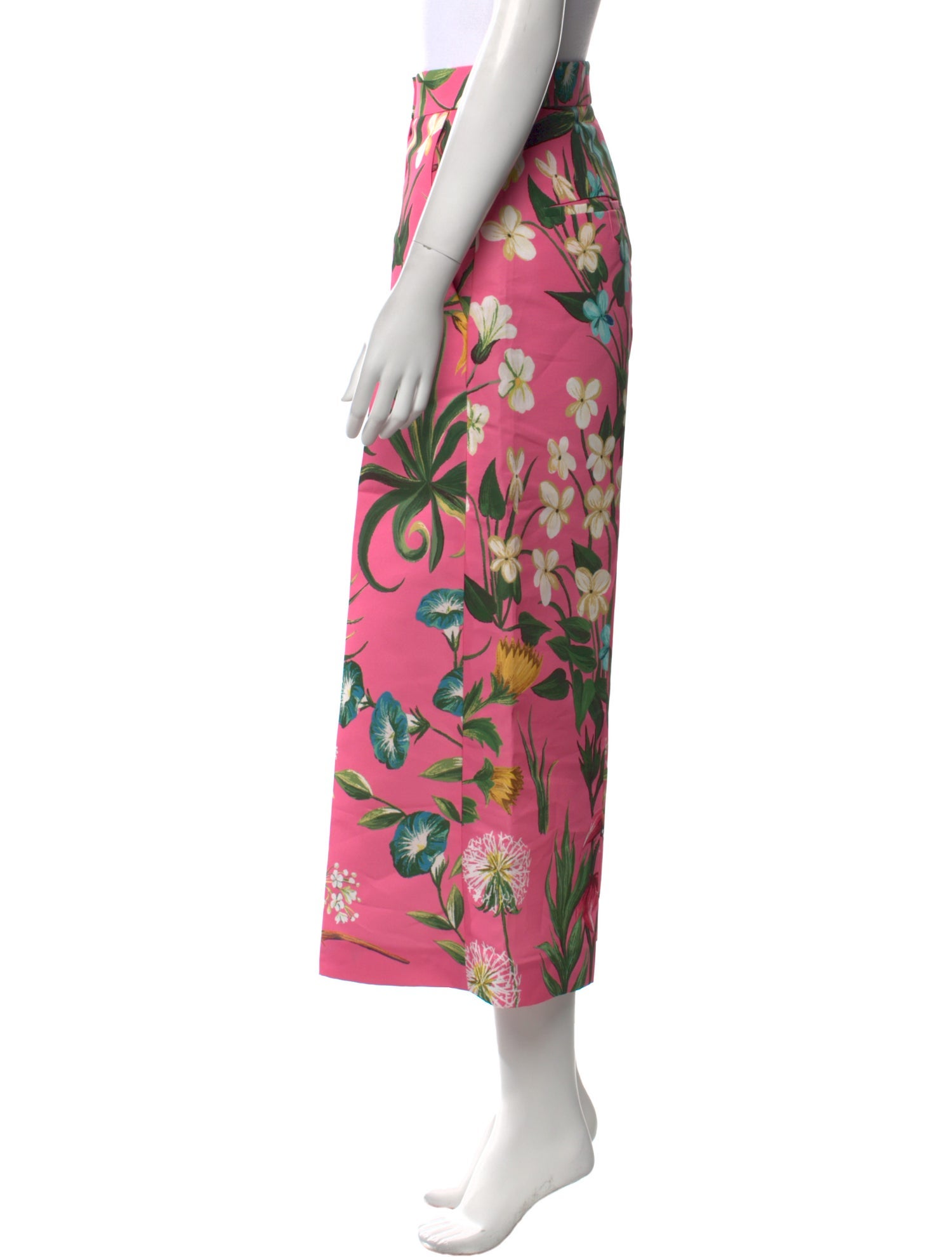 Oscar de la Renta Floral Print Wide Leg Pants