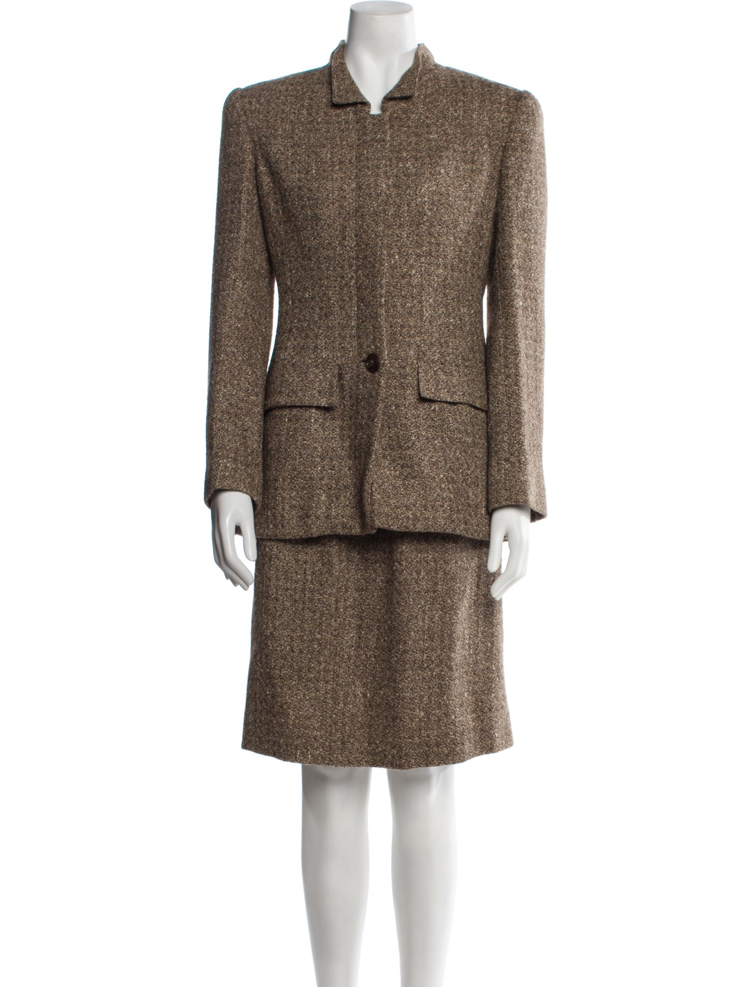 Oscar de la Renta Tweed Pattern Skirt Suit
