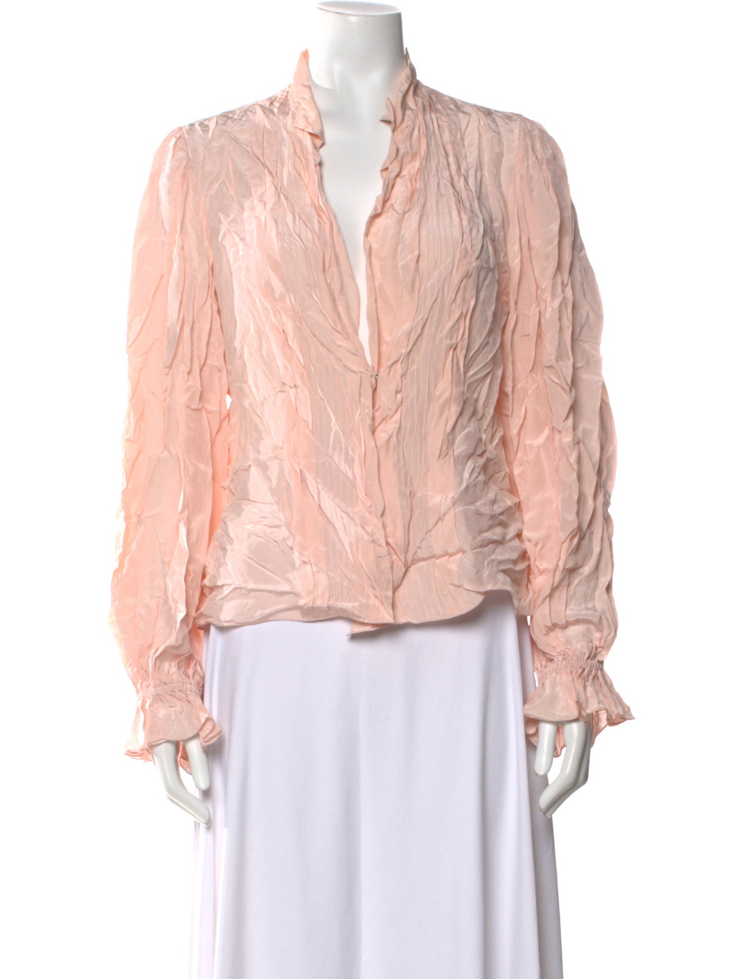 Oscar de la Renta Silk V-Neck Blouse
