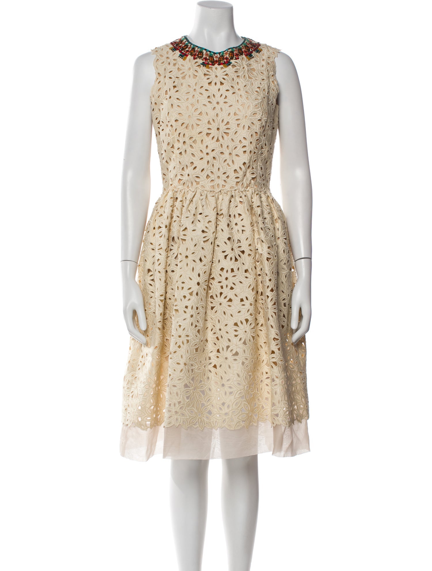 Oscar de la Renta Lace Pattern Midi Length Dress