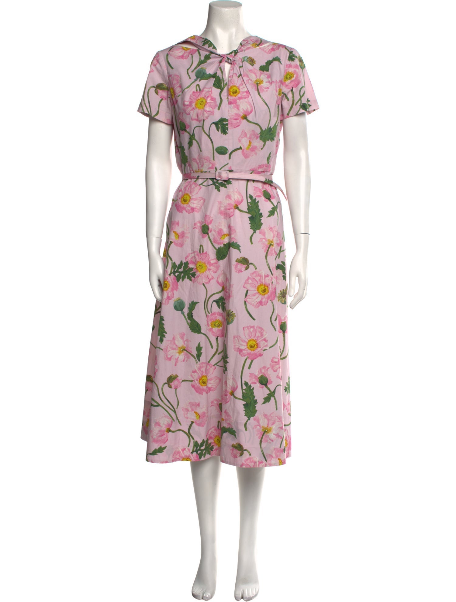 Oscar de la Renta Floral Print Midi Length Dress