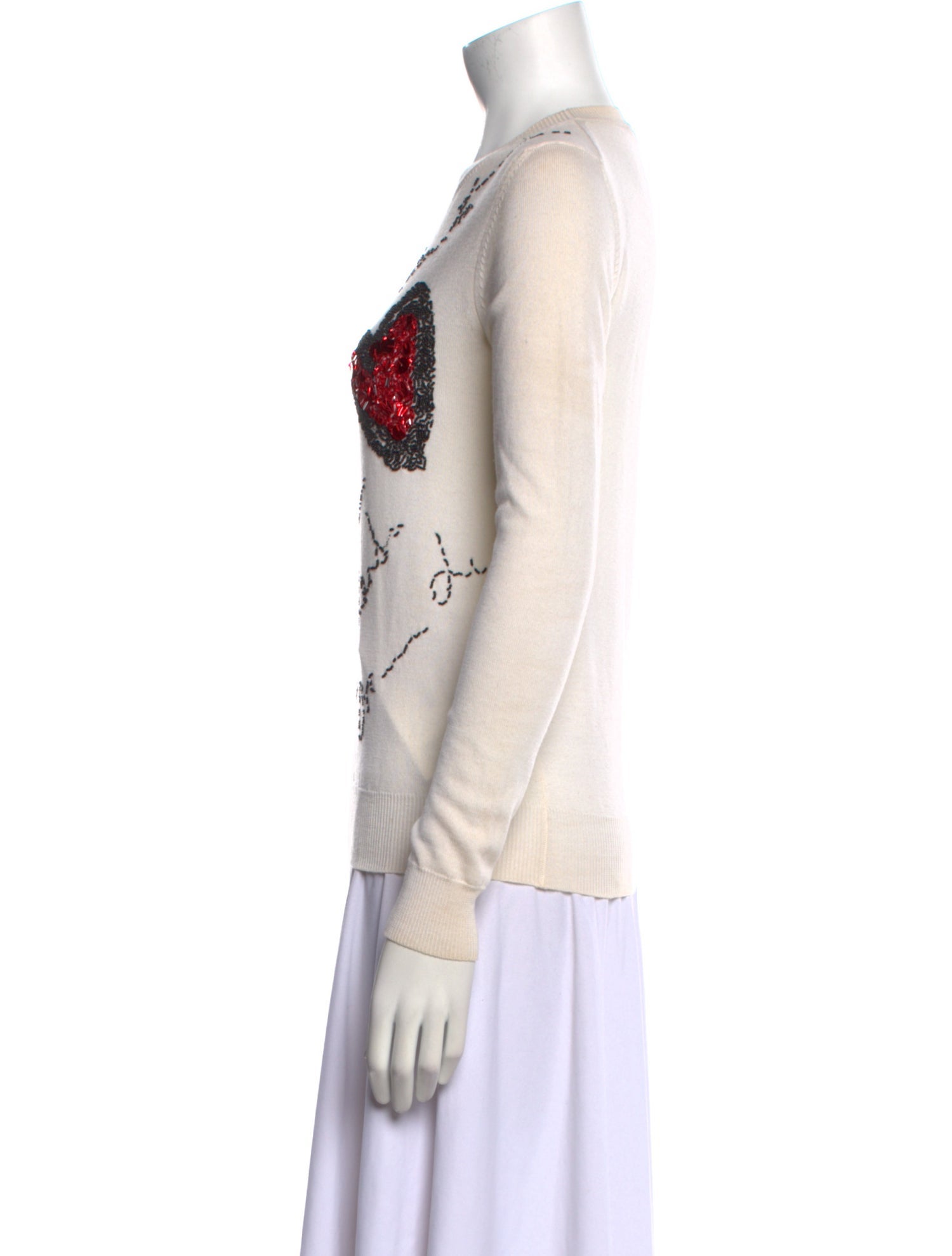 Oscar de la Renta Merino Wool Printed Sweater