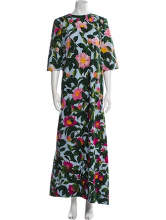 Oscar de la Renta Floral Print Long Dress