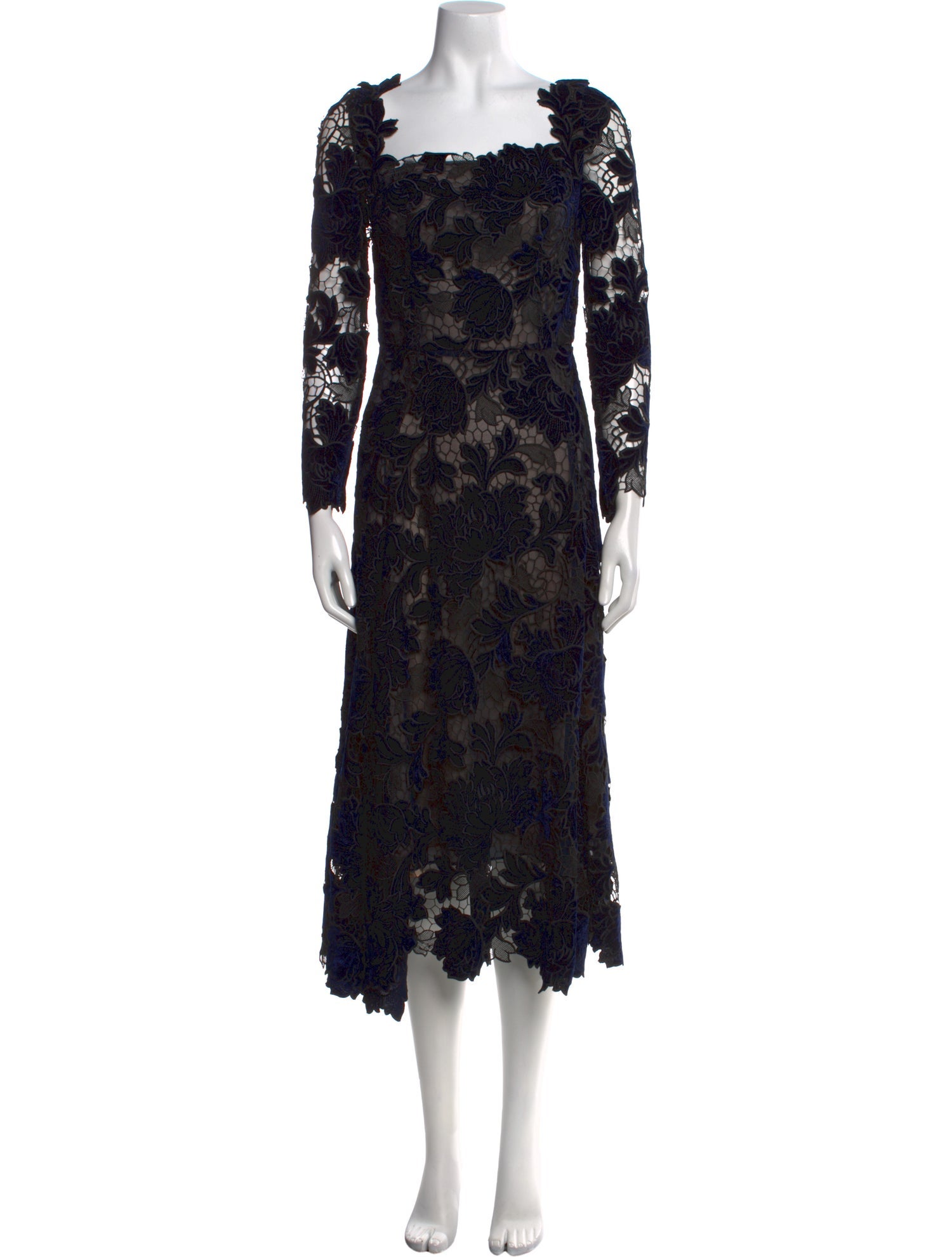 Oscar de la Renta Lace Pattern Long Dress