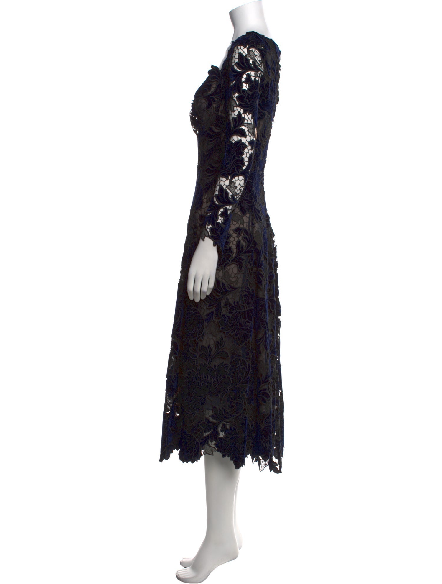Oscar de la Renta Lace Pattern Long Dress