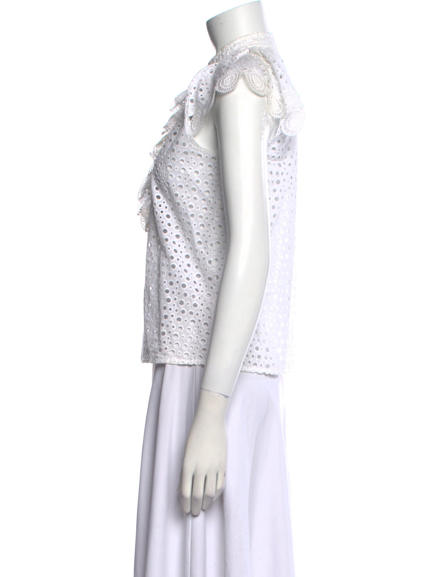 Oscar de la Renta Lace Pattern Mock Neck Top