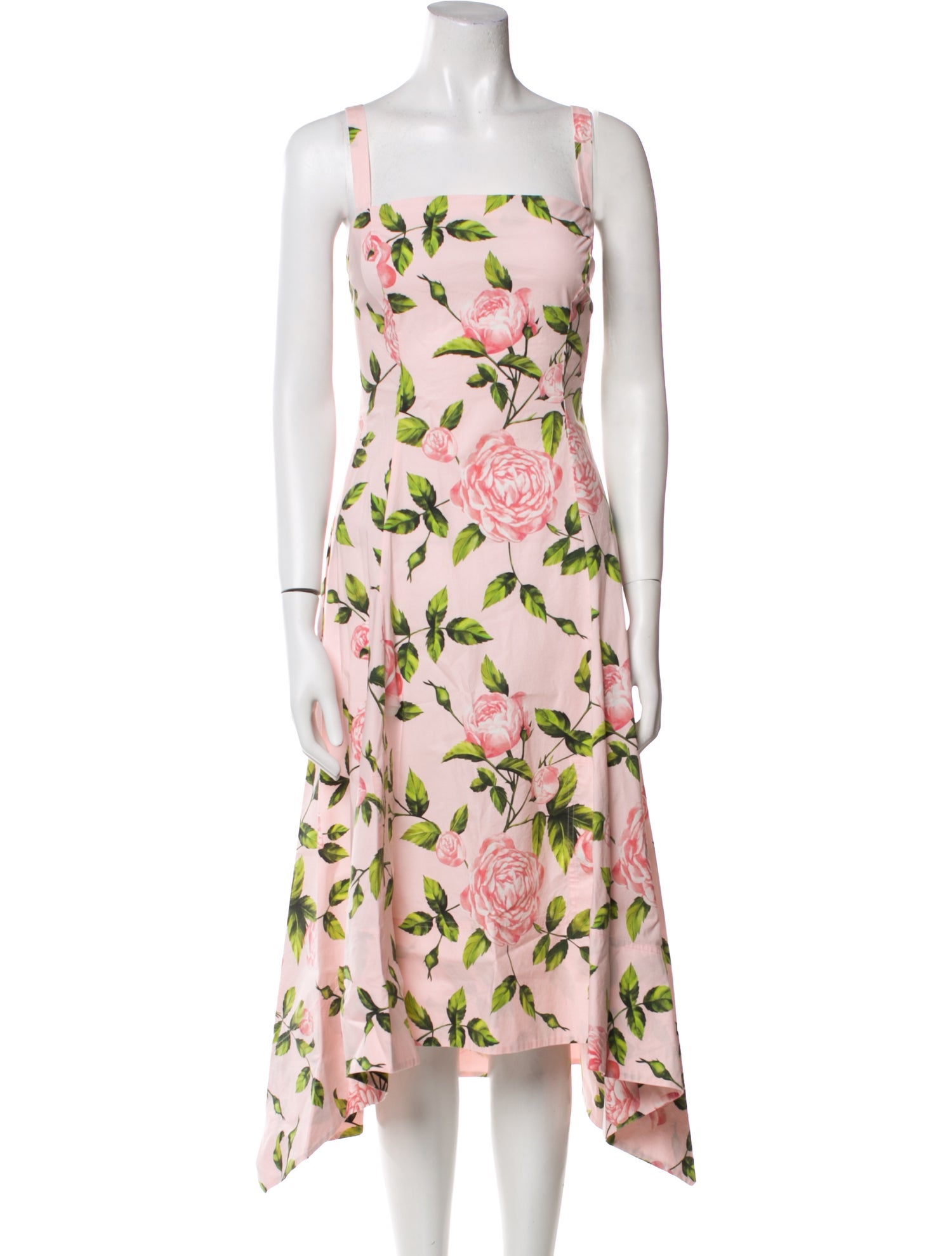Oscar de la Renta Floral Print Midi Length Dress