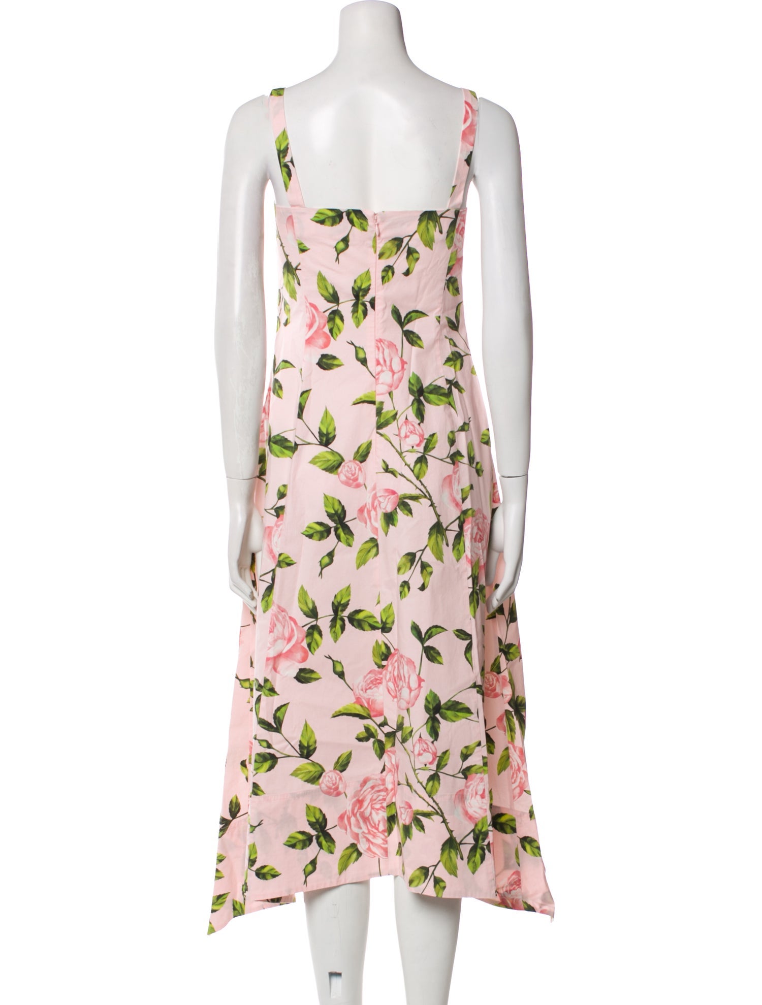 Oscar de la Renta Floral Print Midi Length Dress