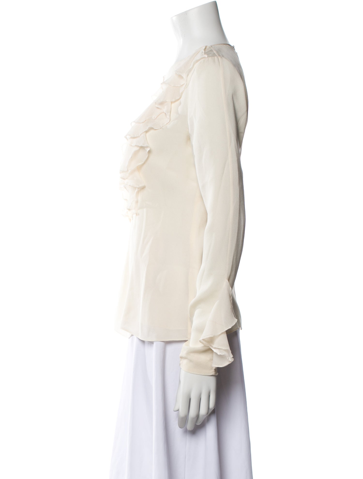 Oscar de la Renta Silk Bateau Neckline Blouse