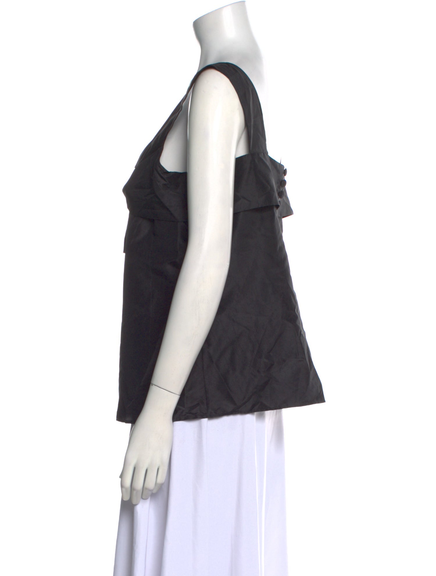 Oscar de la Renta Silk Square Neckline Top