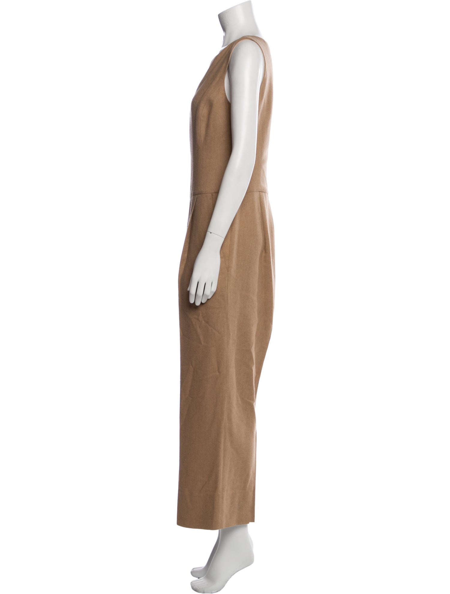 Oscar de la Renta Camel Hair Scoop Neck Jumpsuit