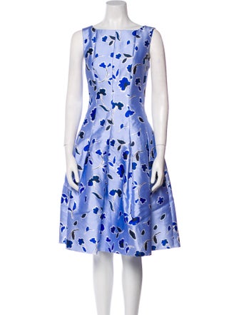 Oscar de la Renta Floral Print Knee-Length Dress
