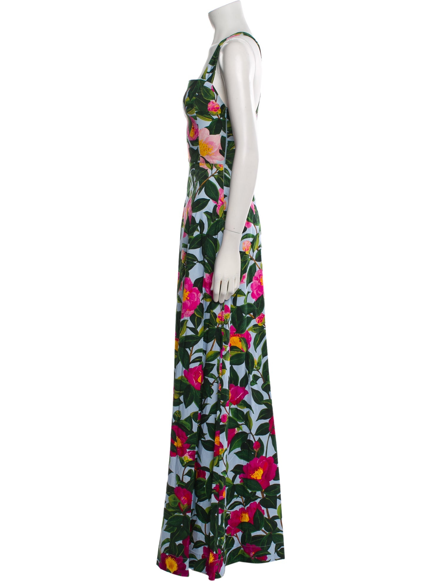 Oscar de la Renta Printed Square Neckline Jumpsuit