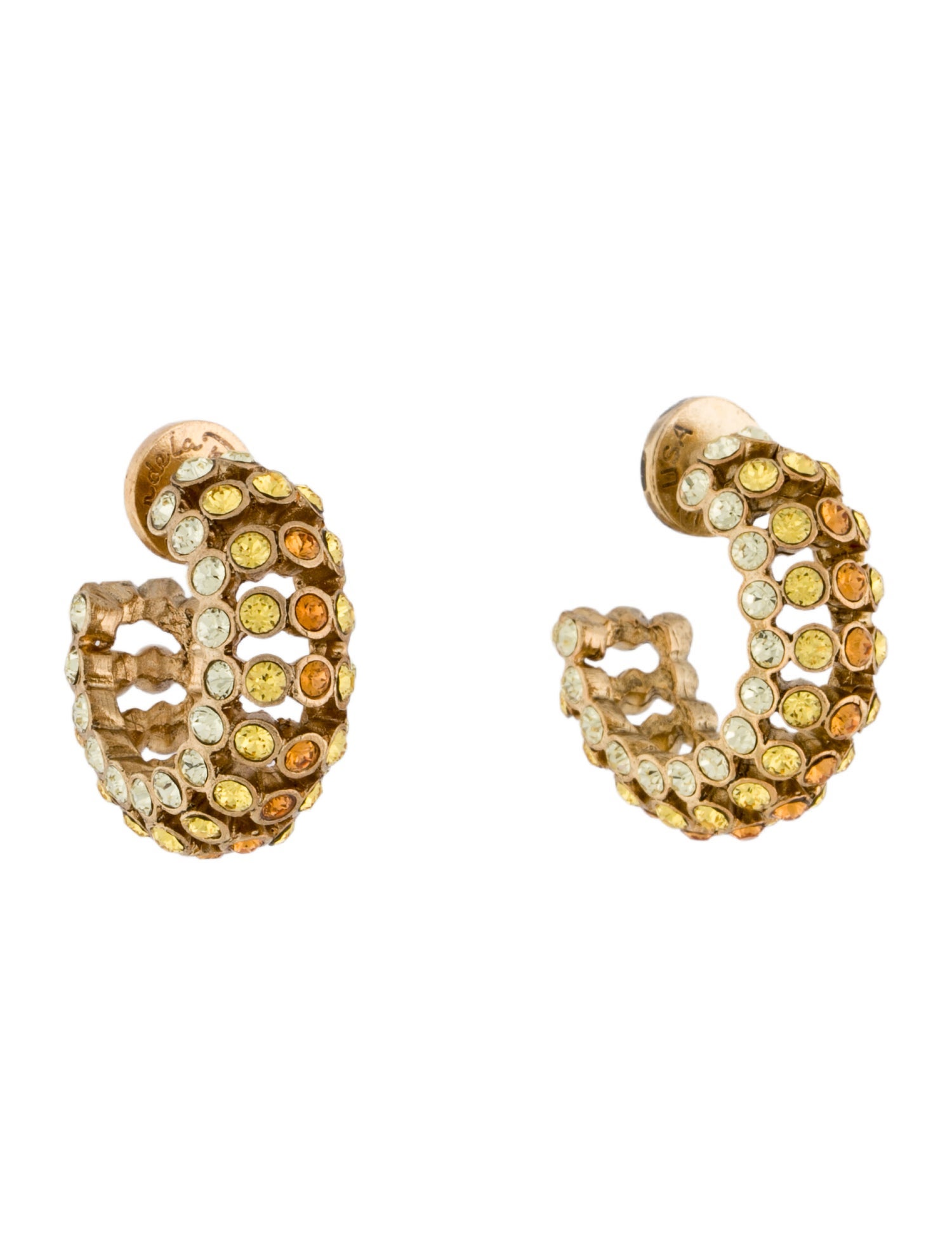 Oscar de la Renta Crystal Fan Hoop Earrings