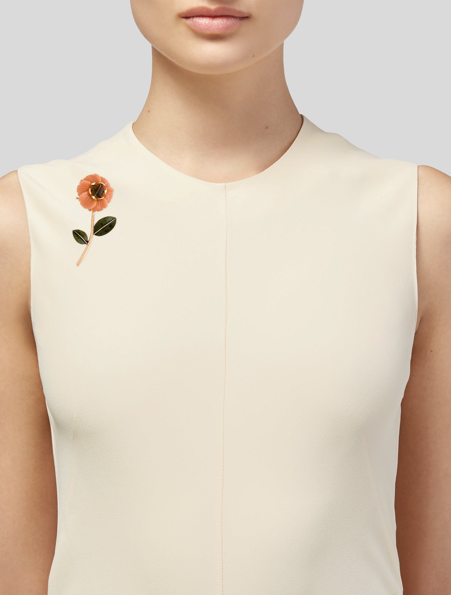 Oscar de la Renta Crystal & Resin Flower Brooch