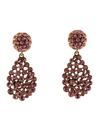 Oscar de la Renta Classic Crystal Teardrop Clip-On Earrings
